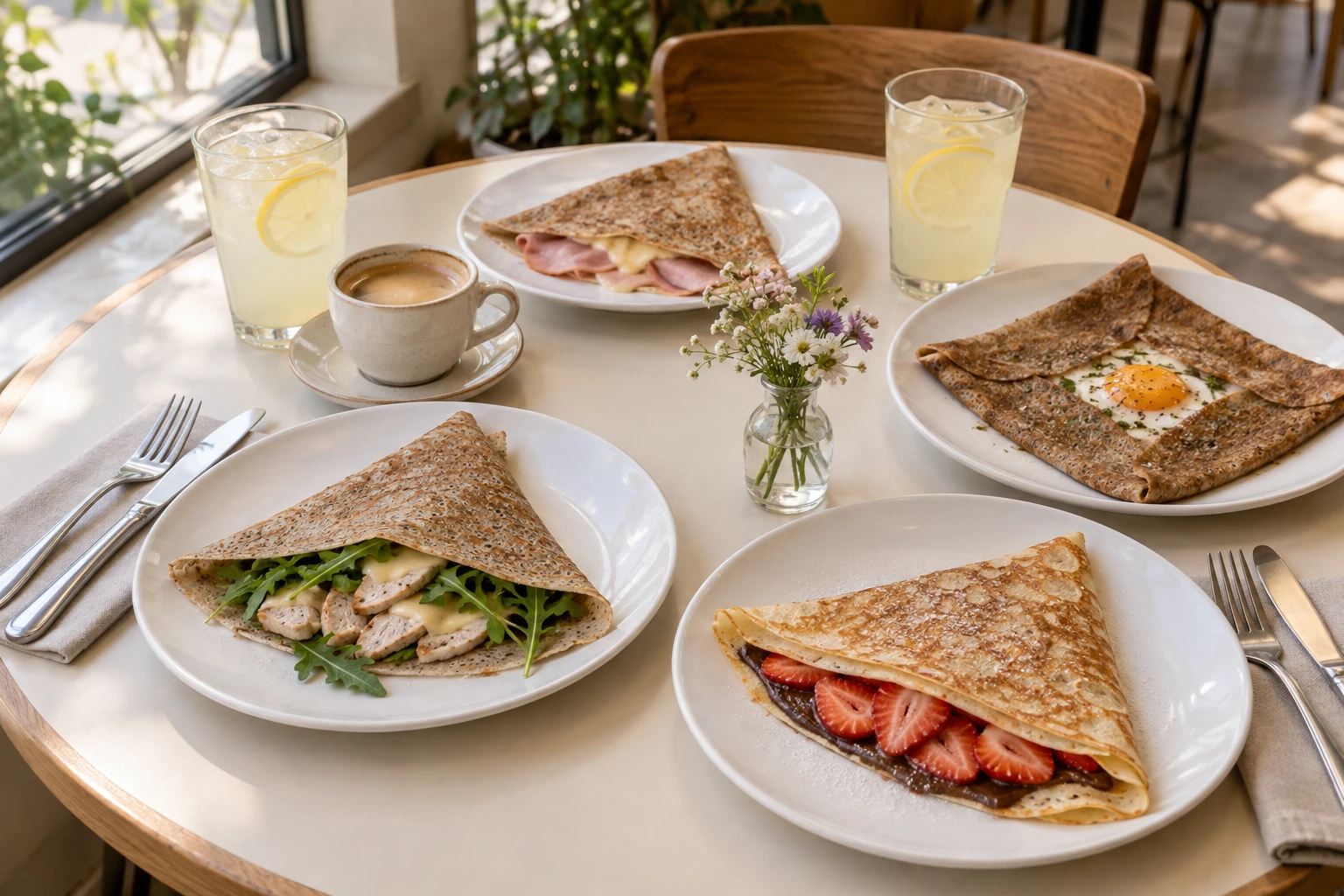 Une table de crêpes PANNONIA, de limonade maison et de café à partager.